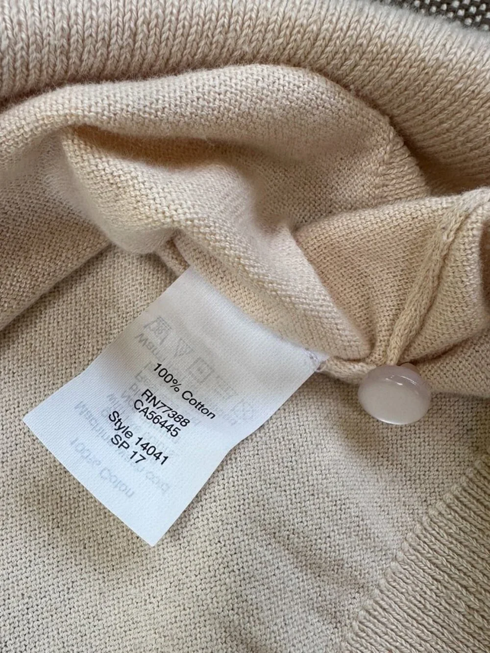 J.Crew Clare Cardigan Champagne Beige Ecru 100% Cotton Button Down Crew Size M